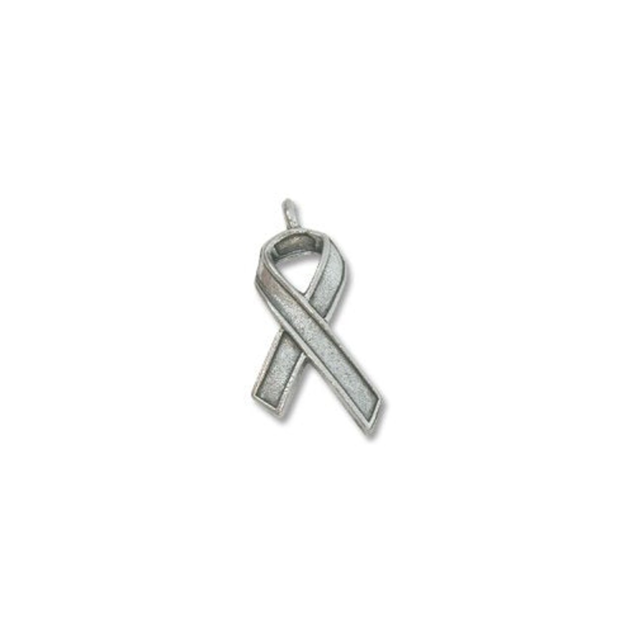 Charm for Jewelry Making - Breast Cancer Ribbon 19x12mm Pewter Ant. Silver Plated (1-Pc)